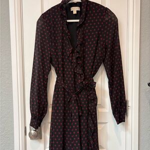 Michael Kors Long Sleeve Black Dress with Red Dots